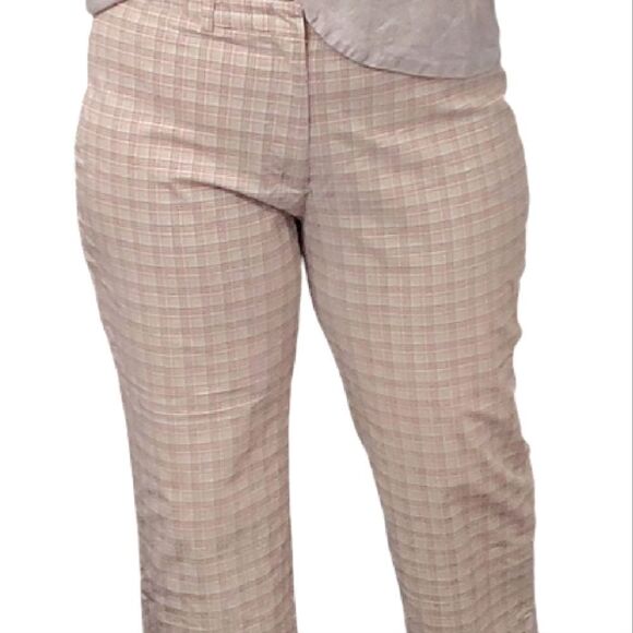 VTG Y2K Dockers Tan Pink Plaid High Rise Wide Leg Cropped Pants Size 14 - Picture 3 of 9